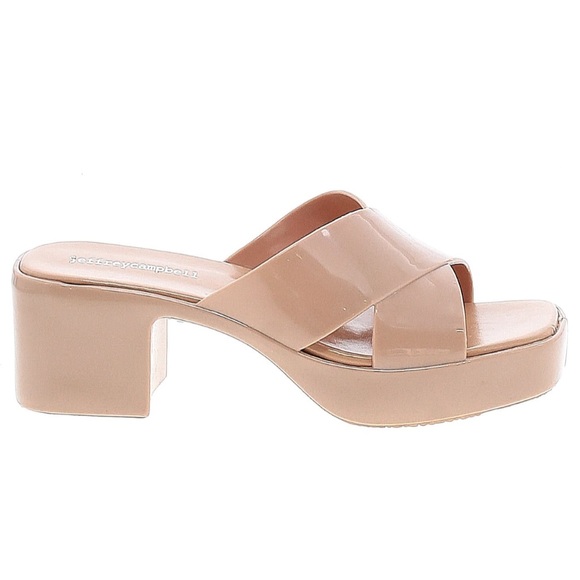 JEFFREY CAMPBELL BUBBLEGUM Sandals Nude Shiny jelly platform sandal womens 10 - Picture 1 of 9